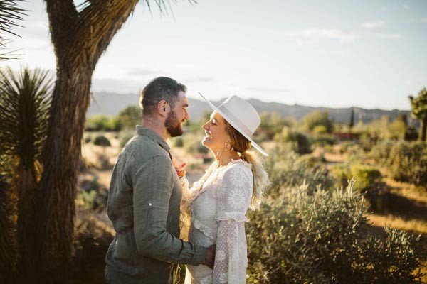 french couple and their elopement wedding in joshua tree national park
